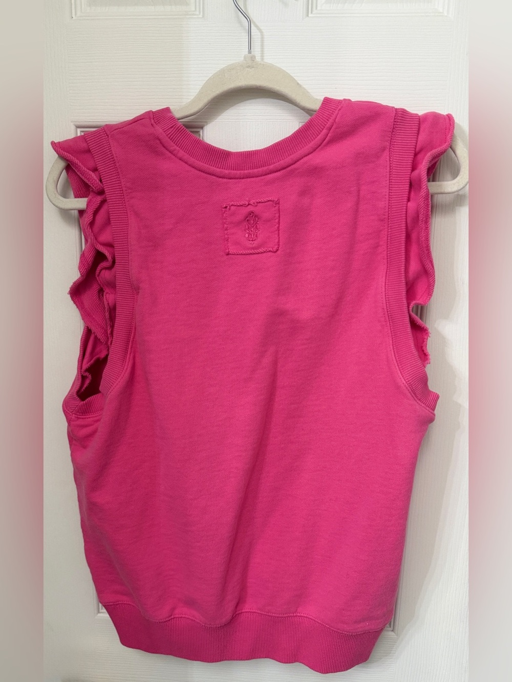NWOT FP Movement Flutter Tank Pink French Terry Sweatshirt Ruffle Sleeve-Small - Picture 8 of 12